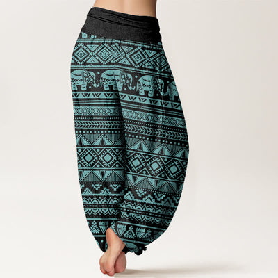 Buddha Stones Cotton Casual Elephant Geometric Figure Women's Elastic Waist Harem Pants - image 9