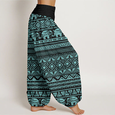 Buddha Stones Cotton Casual Elephant Geometric Figure Women's Elastic Waist Harem Pants - image 8