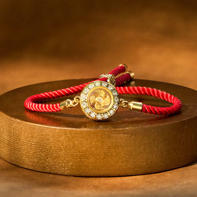 Buddha Stones Copper Brass Feng Sheng Shui Qi Rotatable Windmill  Red String Faith Braided Bracelet - Copper Brass Red String Windmill(Adjustable) - image 0