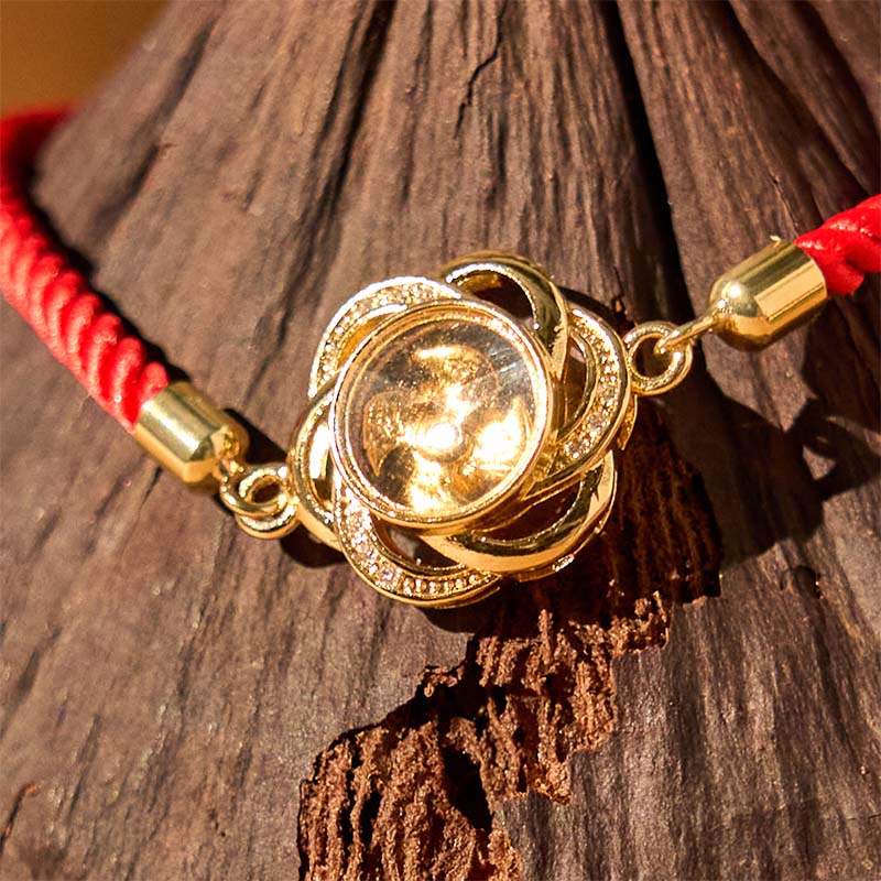 Buddha Stones Rotatable Plum Red String Copper Brass Windmill Feng Sheng Shui Qi Protection Braided Bracelet - image 2