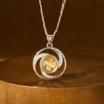 Pendentif de collier chanceux en forme de moulinet rotatif, en cuivre doré Foviel