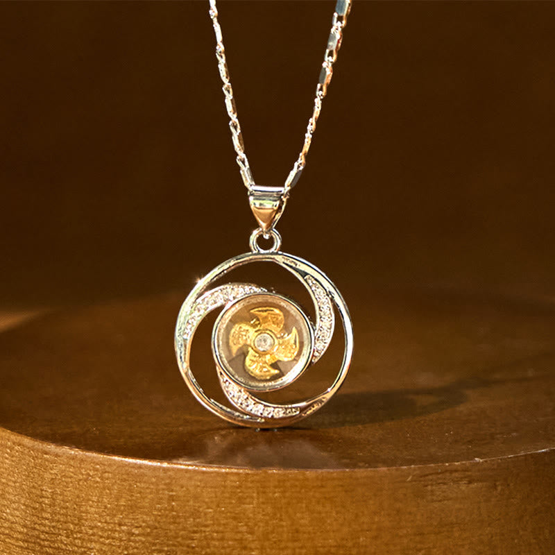 Foviel Gold plated Copper Brass Rotatable Windmill Luck Necklace Pendant