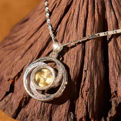 Pendentif de collier chanceux en forme de moulinet rotatif, en cuivre doré Foviel