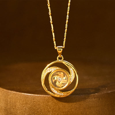 Pendentif de collier chanceux en forme de moulinet rotatif, en cuivre doré Foviel