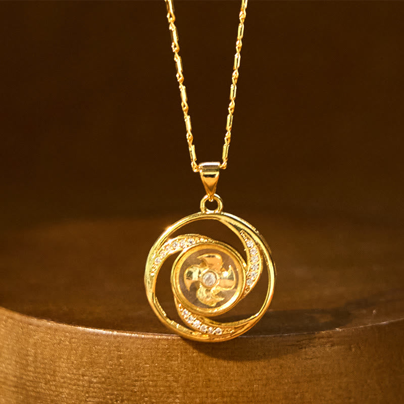 Pendentif de collier chanceux en forme de moulinet rotatif, en cuivre doré Foviel