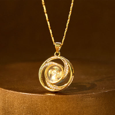 Pendentif de collier chanceux en forme de moulinet rotatif, en cuivre doré Foviel