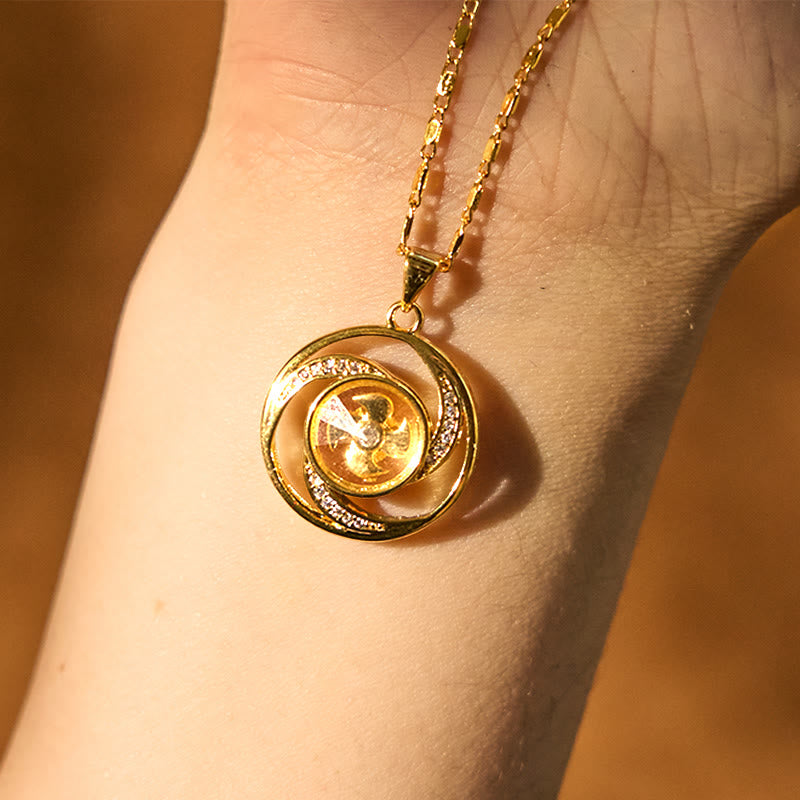 Pendentif de collier chanceux en forme de moulinet rotatif, en cuivre doré Foviel