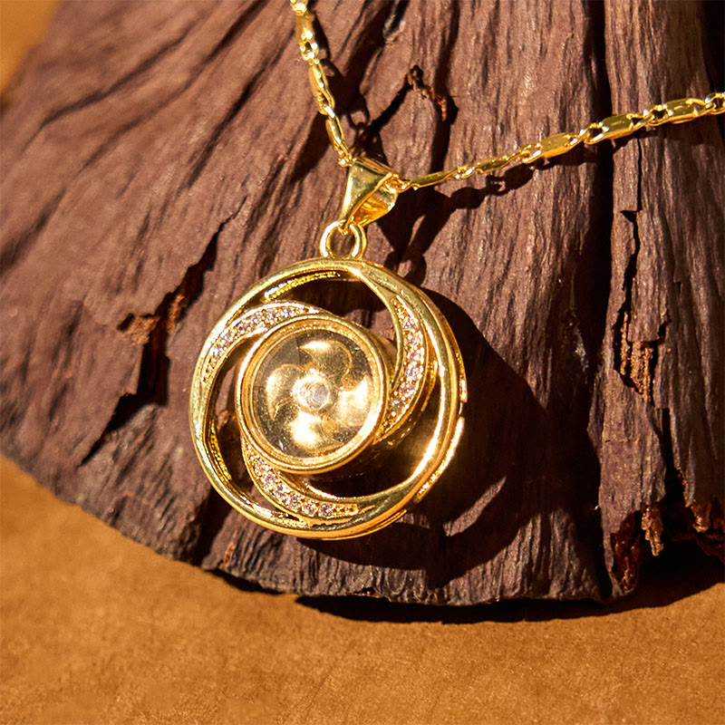 Pendentif de collier chanceux en forme de moulinet rotatif, en cuivre doré Foviel