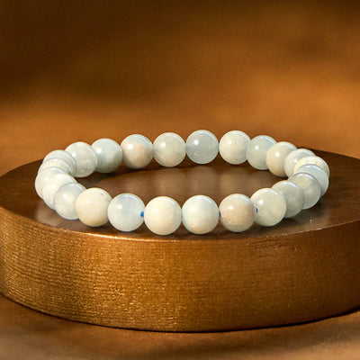 Buddha Stones Natural Aquamarine Healing Bead Bracelet - Aquamarine(Wrist Circumference: 14-16cm) - image 0
