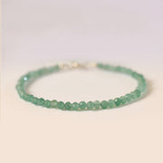 Foviel 3mm Small Green Aventurine Ultra-Thin Beads Luck Bracelet