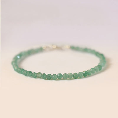 Foviel 3mm Small Green Aventurine Ultra-Thin Beads Luck Bracelet