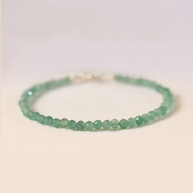 Foviel 3mm Small Green Aventurine Ultra-Thin Beads Luck Bracelet