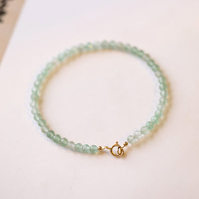Foviel 3mm Small Green Aventurine Ultra-Thin Beads Luck Bracelet