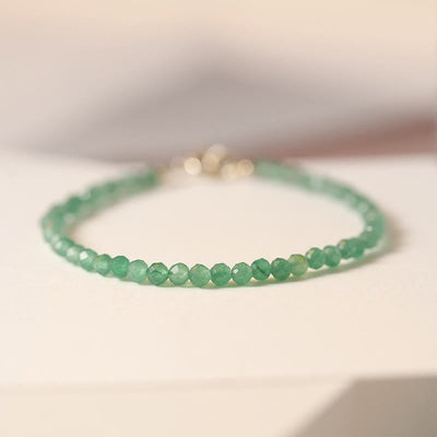 Foviel 3mm Small Green Aventurine Ultra-Thin Beads Luck Bracelet