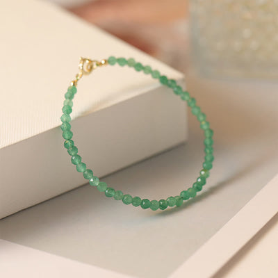 Foviel 3mm Small Green Aventurine Ultra-Thin Beads Luck Bracelet