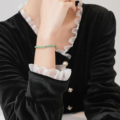 Foviel 3mm Small Green Aventurine Ultra-Thin Beads Luck Bracelet