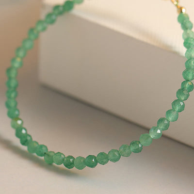 Foviel 3mm Small Green Aventurine Ultra-Thin Beads Luck Bracelet