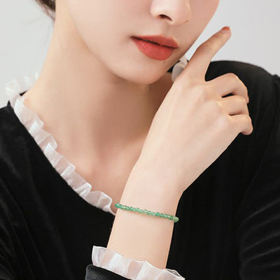 Foviel 3mm Small Green Aventurine Ultra-Thin Beads Luck Bracelet