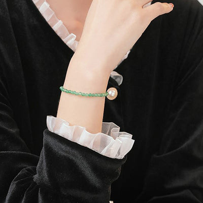 Foviel 3mm Small Green Aventurine Ultra-Thin Beads Luck Bracelet