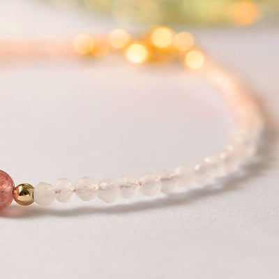 Foviel 2mm Rose Quartz Garnet Strawberry Quartz Ultra-Thin Beads Healing Energy Bracelet