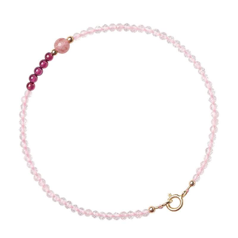 Foviel 2mm Rose Quartz Garnet Strawberry Quartz Ultra-Thin Beads Healing Energy Bracelet