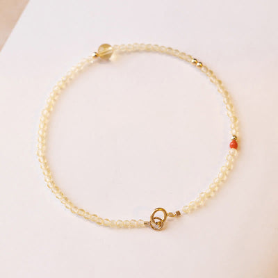 Foviel 2mm Ultradünne Citrin 14K Gold überzogene Kupfer Perlen Schutz Armband