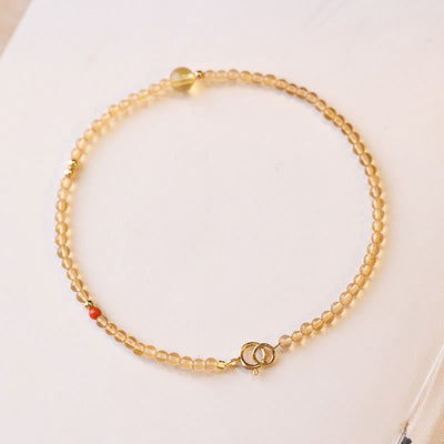 Foviel 2mm Ultradünne Citrin 14K Gold überzogene Kupfer Perlen Schutz Armband