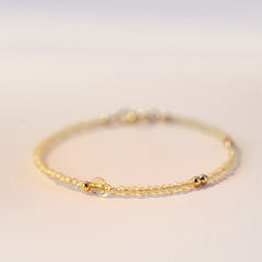 Foviel 2mm Ultradünne Citrin 14K Gold überzogene Kupfer Perlen Schutz Armband