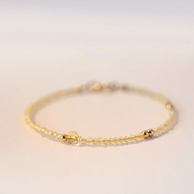 Foviel 2mm Ultradünne Citrin 14K Gold überzogene Kupfer Perlen Schutz Armband