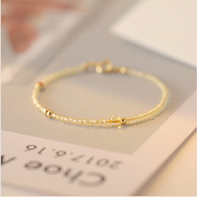 Foviel 2mm Ultradünne Citrin 14K Gold überzogene Kupfer Perlen Schutz Armband