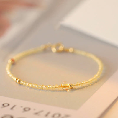Foviel 2mm Ultradünne Citrin 14K Gold überzogene Kupfer Perlen Schutz Armband