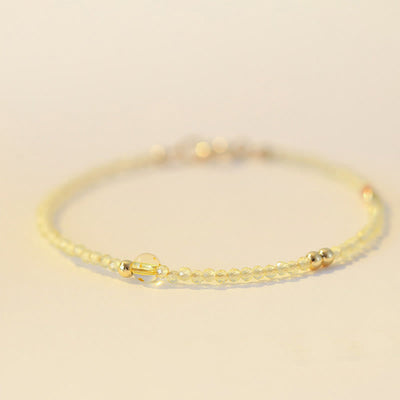 Foviel 2mm Ultradünne Citrin 14K Gold überzogene Kupfer Perlen Schutz Armband