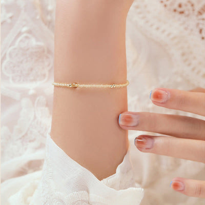 Foviel 2mm Ultradünne Citrin 14K Gold überzogene Kupfer Perlen Schutz Armband