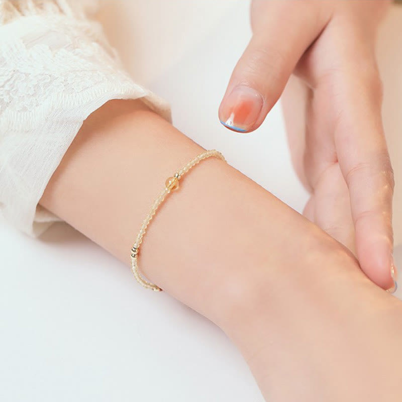 Foviel 2mm Ultradünne Citrin 14K Gold überzogene Kupfer Perlen Schutz Armband