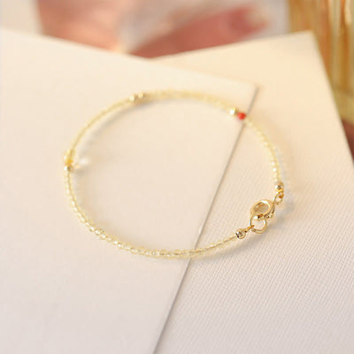 Foviel 2mm Ultradünne Citrin 14K Gold überzogene Kupfer Perlen Schutz Armband