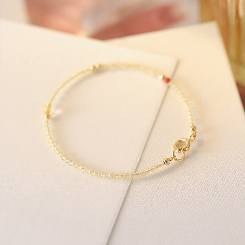 Foviel 2mm Ultradünne Citrin 14K Gold überzogene Kupfer Perlen Schutz Armband
