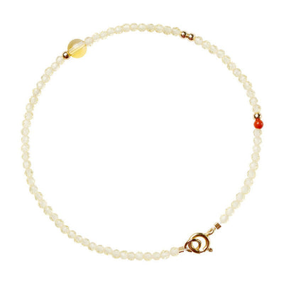 Foviel 2mm Ultradünne Citrin 14K Gold überzogene Kupfer Perlen Schutz Armband