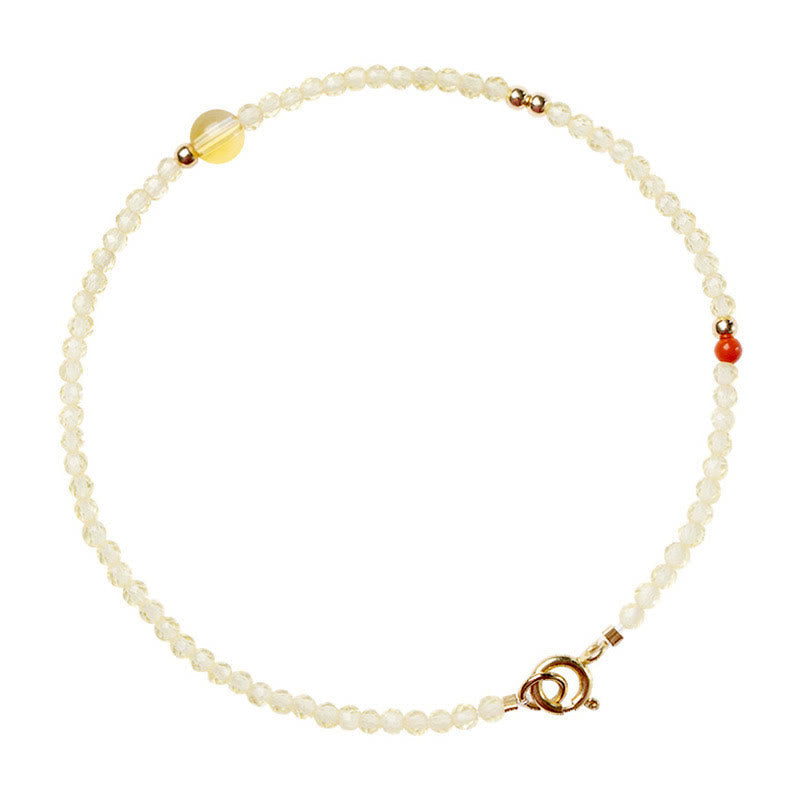 Foviel 2mm Ultradünne Citrin 14K Gold überzogene Kupfer Perlen Schutz Armband