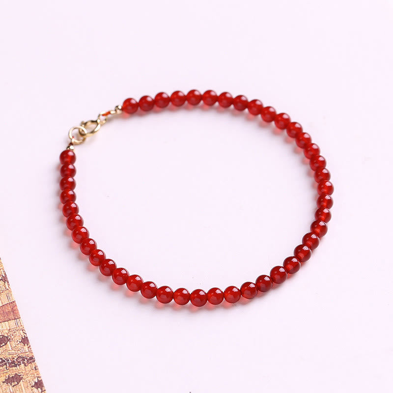Foviel Small Red Agate Ultra-thin Beads Calm Bracelet