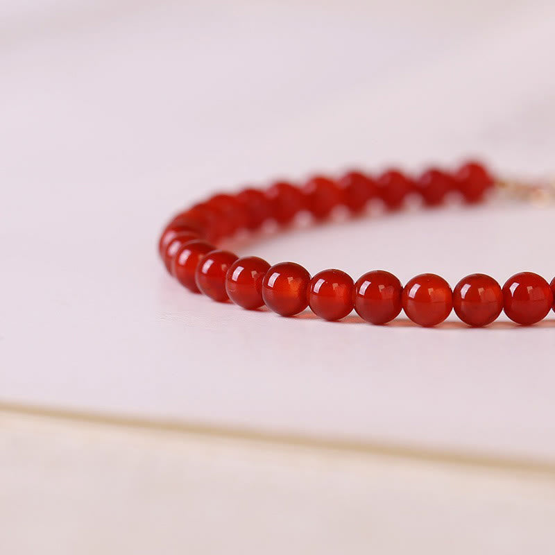 Foviel Small Red Agate Ultra-thin Beads Calm Bracelet