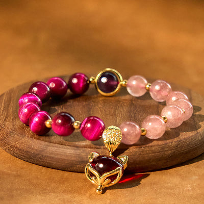 Foviel Natural Strawberry Quartz Pixiu Love Bracelet
