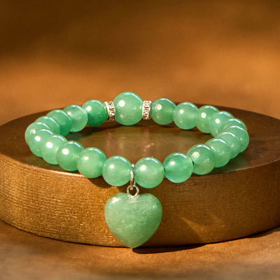 Foviel Various Crystal Green Aventurine Love Heart Balance Bracelet