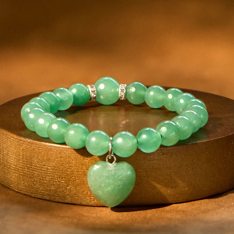 Foviel Various Crystal Green Aventurine Love Heart Balance Bracelet