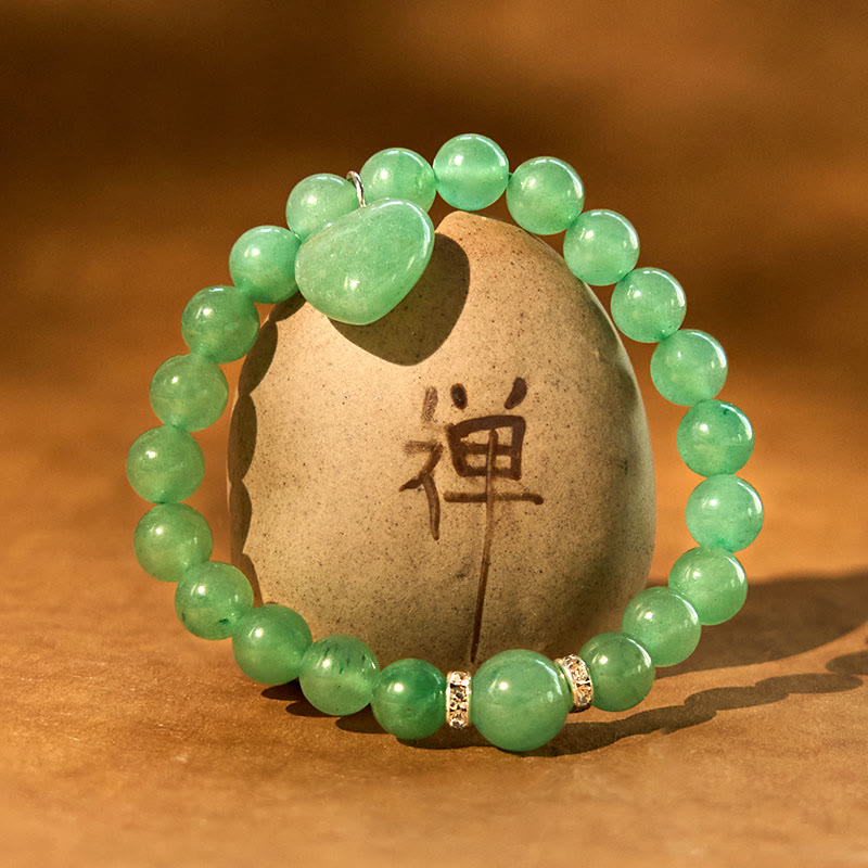 Foviel Various Crystal Green Aventurine Love Heart Balance Bracelet