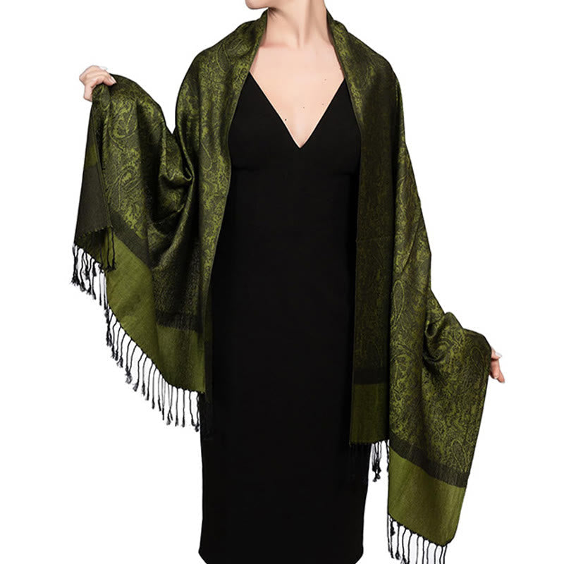 Foviel Tibetischer Cashew Jacquardigalls Schal Frühling Herbst Winter Warm Gemütlicher Schal Wrap