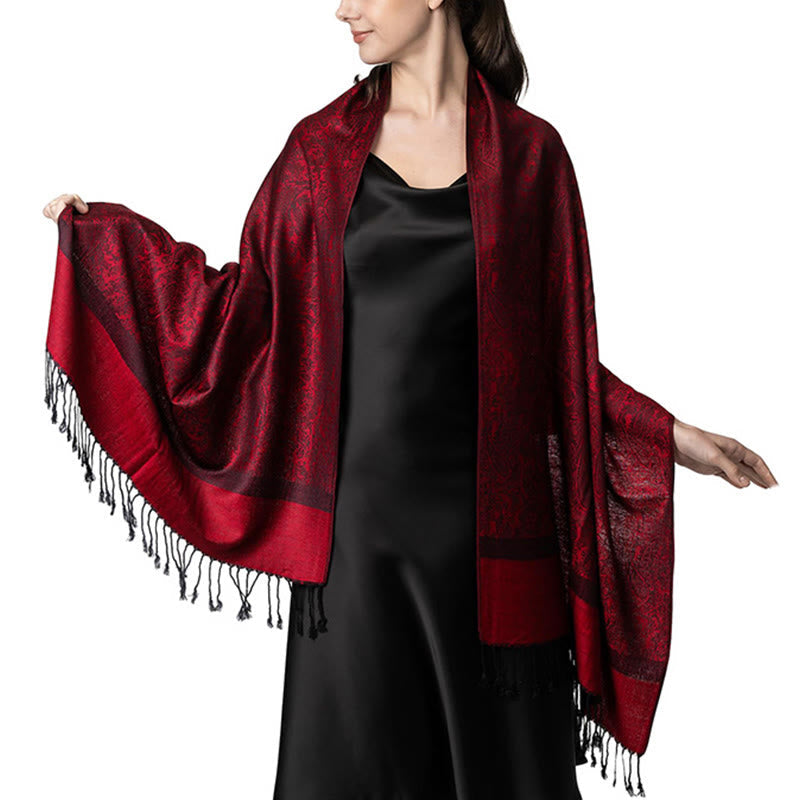 Foviel Tibetischer Cashew Jacquardigalls Schal Frühling Herbst Winter Warm Gemütlicher Schal Wrap