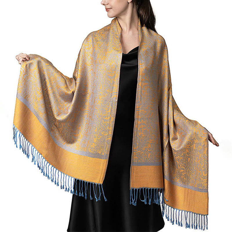 Foviel Tibetischer Cashew Jacquardigalls Schal Frühling Herbst Winter Warm Gemütlicher Schal Wrap