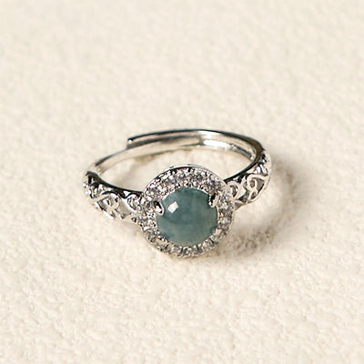 Foviel Natürliche Hetian-Jade Ei Ruyi Stick Muster Glück Ring