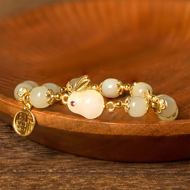 Foviel Natural Hetian Jade Fu Character Fu Brand Rabbit Abundance Bracelet