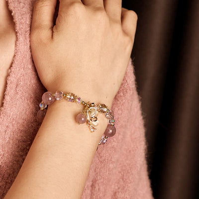 Foviel Natürliche Erdbeerquarz Schmetterling spirituell Armband